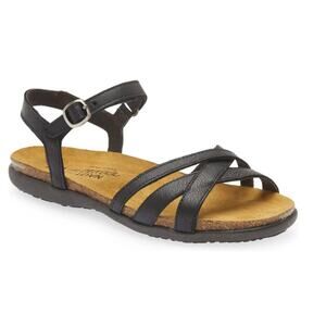 Naot Women's Patricia Flat Sandals Soft Black Leather Size 11 US 42 EU NWOB